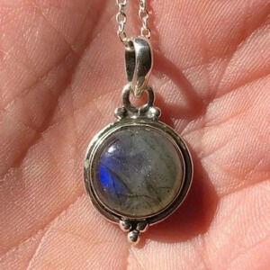 Authentic Labradorite 925 Sterling Silver Necklace NWT